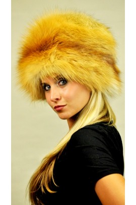 Golden fox fur hat